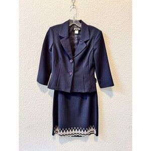 Women's Junior's Vintage All That Jazz Skirt Suit Blue Size 7/8